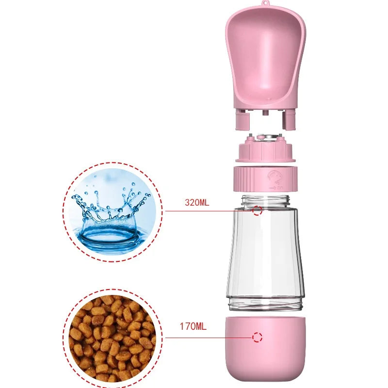 Portable Dog Water Bottle with an optional Food Compartment